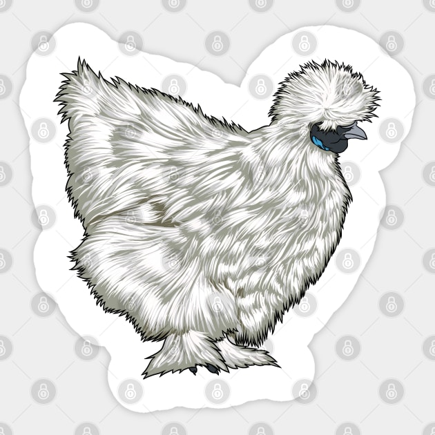 Silkie Chicken Sticker by Modern Medieval Design